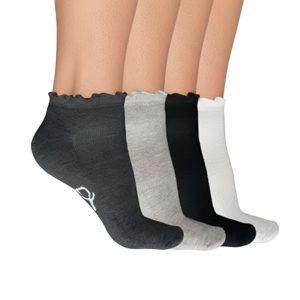 Womens Frilly Ankle Socks UK 8 – 4 Pack Cotton Rich Socks